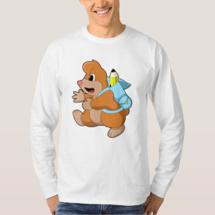 Mole als student met rugzak t-shirt