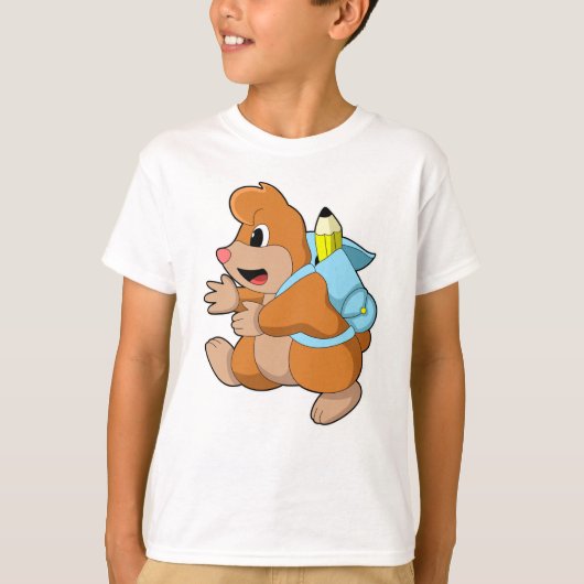 Mole als student met rugzak t-shirt (Voorkant)