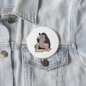 Mole als zanger met microfoon ronde button 7,6 cm (In situ)