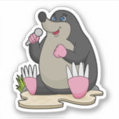 Mole als zanger met microfoon sticker (Voorkant)