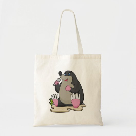 Mole als zanger met microfoon tote bag (Voorkant)