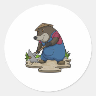Mole as Farmer Ronde Sticker