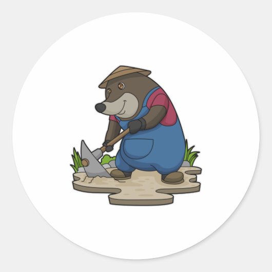 Mole as Farmer Ronde Sticker (Voorkant)