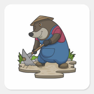 Mole as Farmer Vierkante Sticker