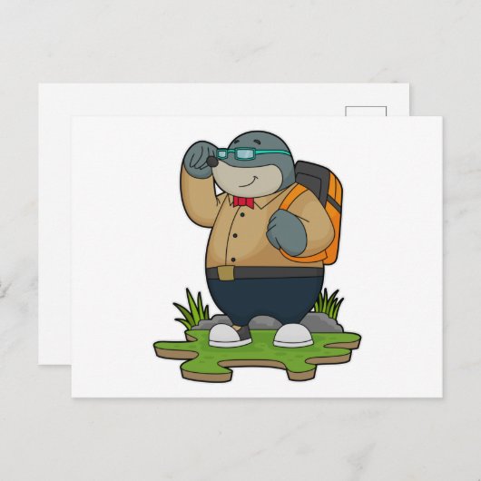 Mole as Hiker with Backpack Briefkaart (Voorkant / Achterkant)