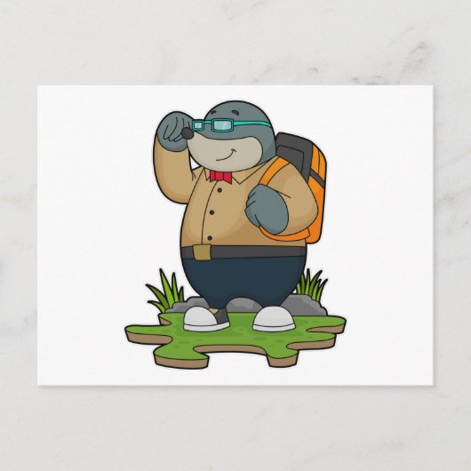 Mole as Hiker with Backpack Briefkaart (Voorkant)