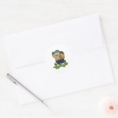 Mole as Hiker with Backpack Ronde Sticker (Envelop)