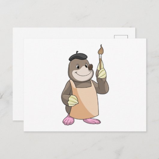 Mole as Painter with Paint brush Briefkaart (Voorkant / Achterkant)