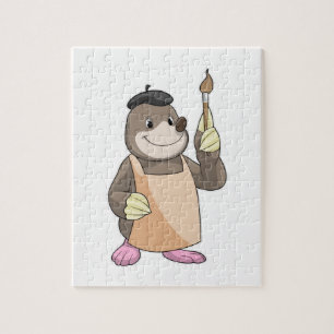 Mole as Painter with Paint brush Legpuzzel
