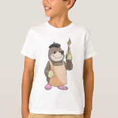 Mole as Painter with Paint brush T-shirt (Voorkant)
