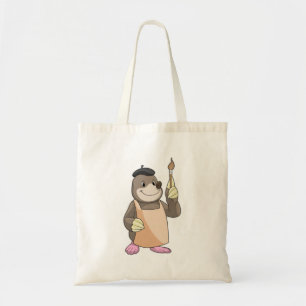 Mole as Painter with Paint brush Tote Bag