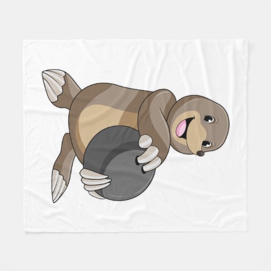 Mole bij Bowling met Bowling ball Fleece Deken (Voorkant (Horizontaal))