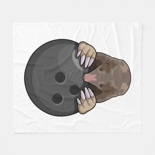 Mole bij Bowling met Bowling ball Fleece Deken (Voorkant (Horizontaal))