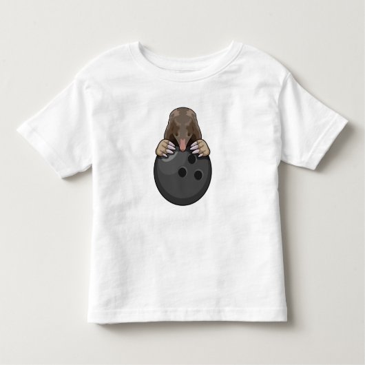 Mole bij Bowling met Bowling ball Kinder Shirts (Voorkant)