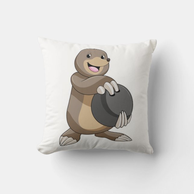 Mole bij Bowling met Bowling ball Kussen (Voorkant)