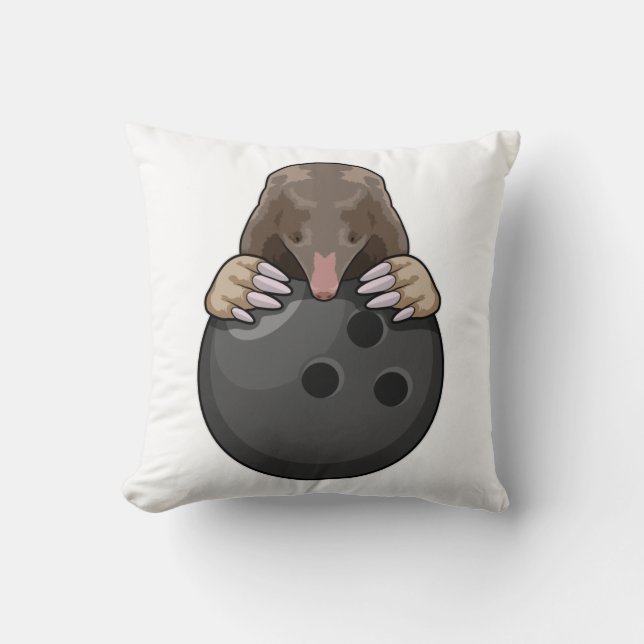 Mole bij Bowling met Bowling ball Kussen (Voorkant)