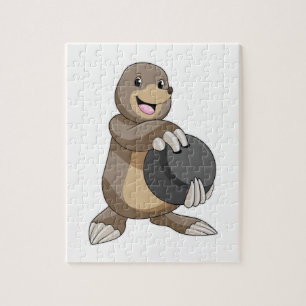 Mole bij Bowling met Bowling ball Legpuzzel