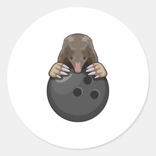 Mole bij Bowling met Bowling ball Ronde Sticker