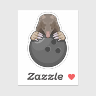 Mole bij Bowling met Bowling ball Sticker