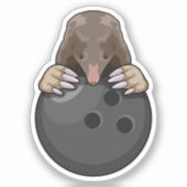 Mole bij Bowling met Bowling ball Sticker (Voorkant)