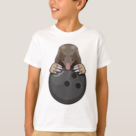 Mole bij Bowling met Bowling ball T-shirt (Voorkant)