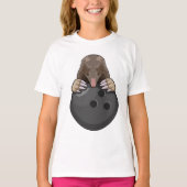 Mole bij Bowling met Bowling ball T-shirt (Voorkant)