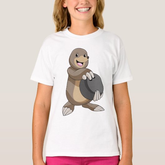 Mole bij Bowling met Bowling ball T-shirt (Voorkant)