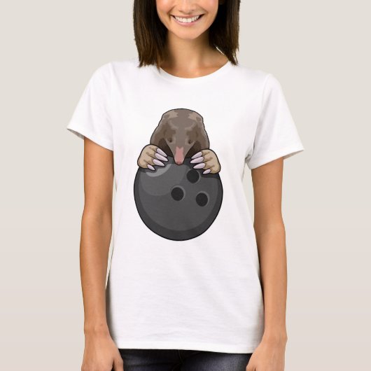 Mole bij Bowling met Bowling ball T-shirt (Voorkant)