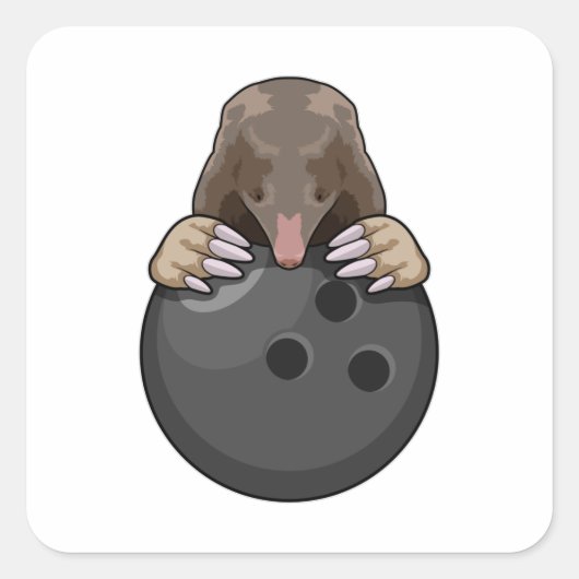 Mole bij Bowling met Bowling ball Vierkante Sticker (Voorkant)