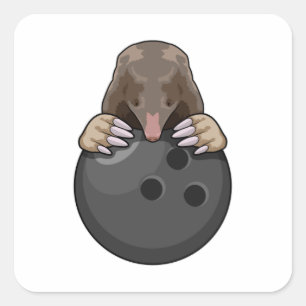 Mole bij Bowling met Bowling ball Vierkante Sticker