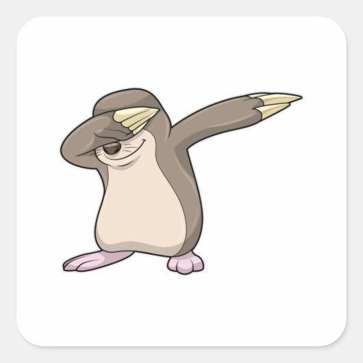 Mole bij Hip Hop Dance Dab Vierkante Sticker (Voorkant)