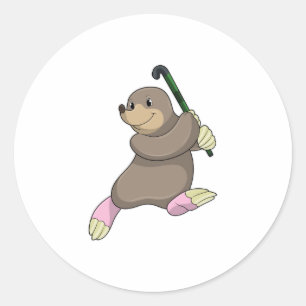 Mole bij Hockey met Hockey bat Ronde Sticker