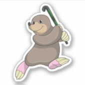 Mole bij Hockey met Hockey bat Sticker (Voorkant)