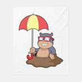 Mole bij Raining met Umbrella Fleece Deken (Voorkant)
