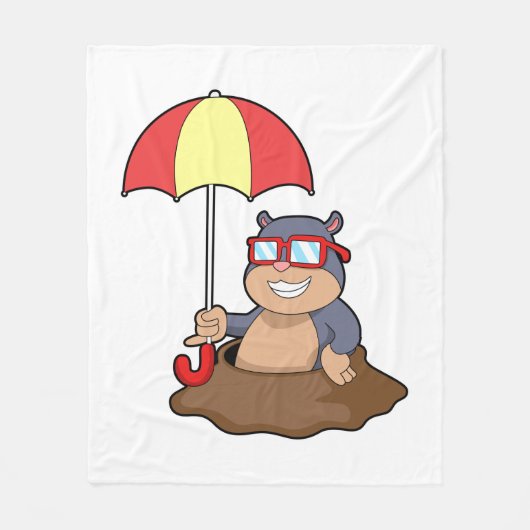 Mole bij Raining met Umbrella Fleece Deken (Voorkant)