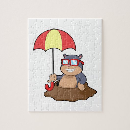 Mole bij Raining met Umbrella Legpuzzel (Verticaal)