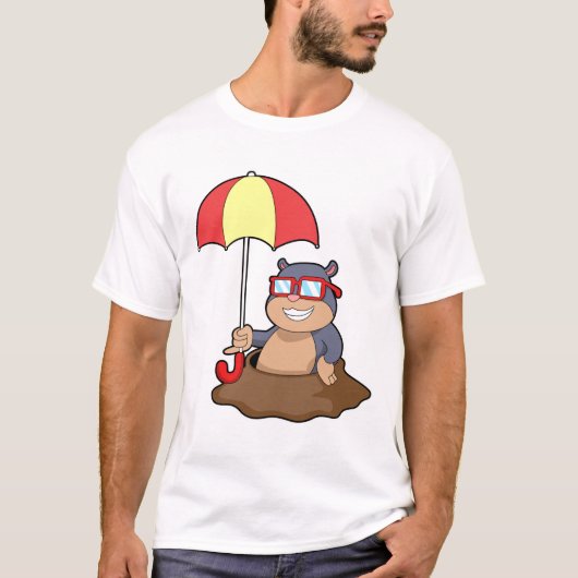 Mole bij Raining met Umbrella T-shirt (Voorkant)