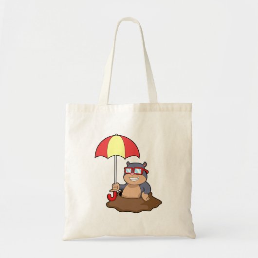 Mole bij Raining met Umbrella Tote Bag (Voorkant)