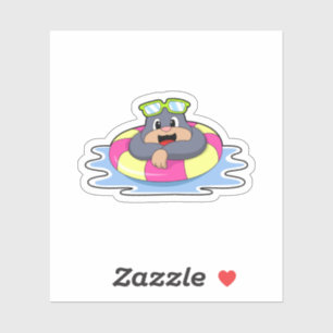 Mole bij Zwemmen met Swim ring.PNG Sticker