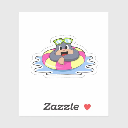 Mole bij Zwemmen met Swim ring.PNG Sticker (Vel)