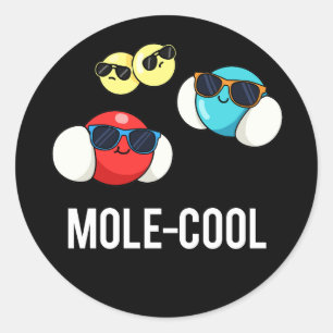 Mole-Cool Funny Molecule Pun Dark BG Ronde Sticker