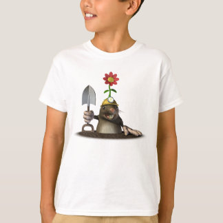 Mole die een T-shirts met één haard graaft