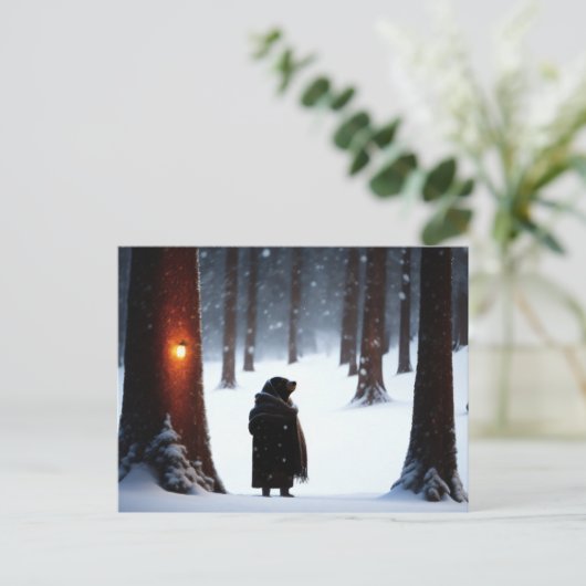 Mole in het winterbos briefkaart (Staand voorkant)