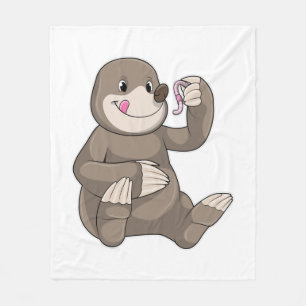 Mole met aardworm fleece deken