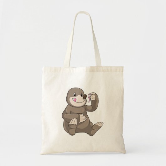 Mole met aardworm tote bag (Voorkant)