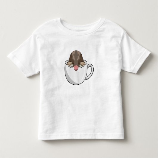 Mole met beker koffie kinder shirts (Voorkant)