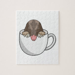 Mole met beker koffie legpuzzel