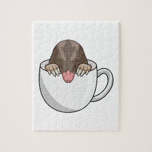 Mole met beker koffie legpuzzel (Verticaal)