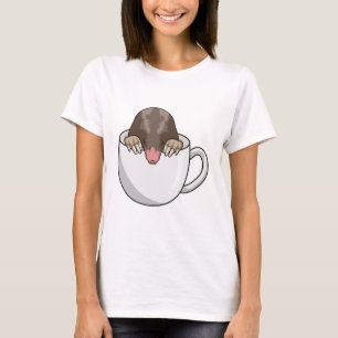 Mole met beker koffie t-shirt