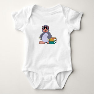 Mole met bril en boeken romper